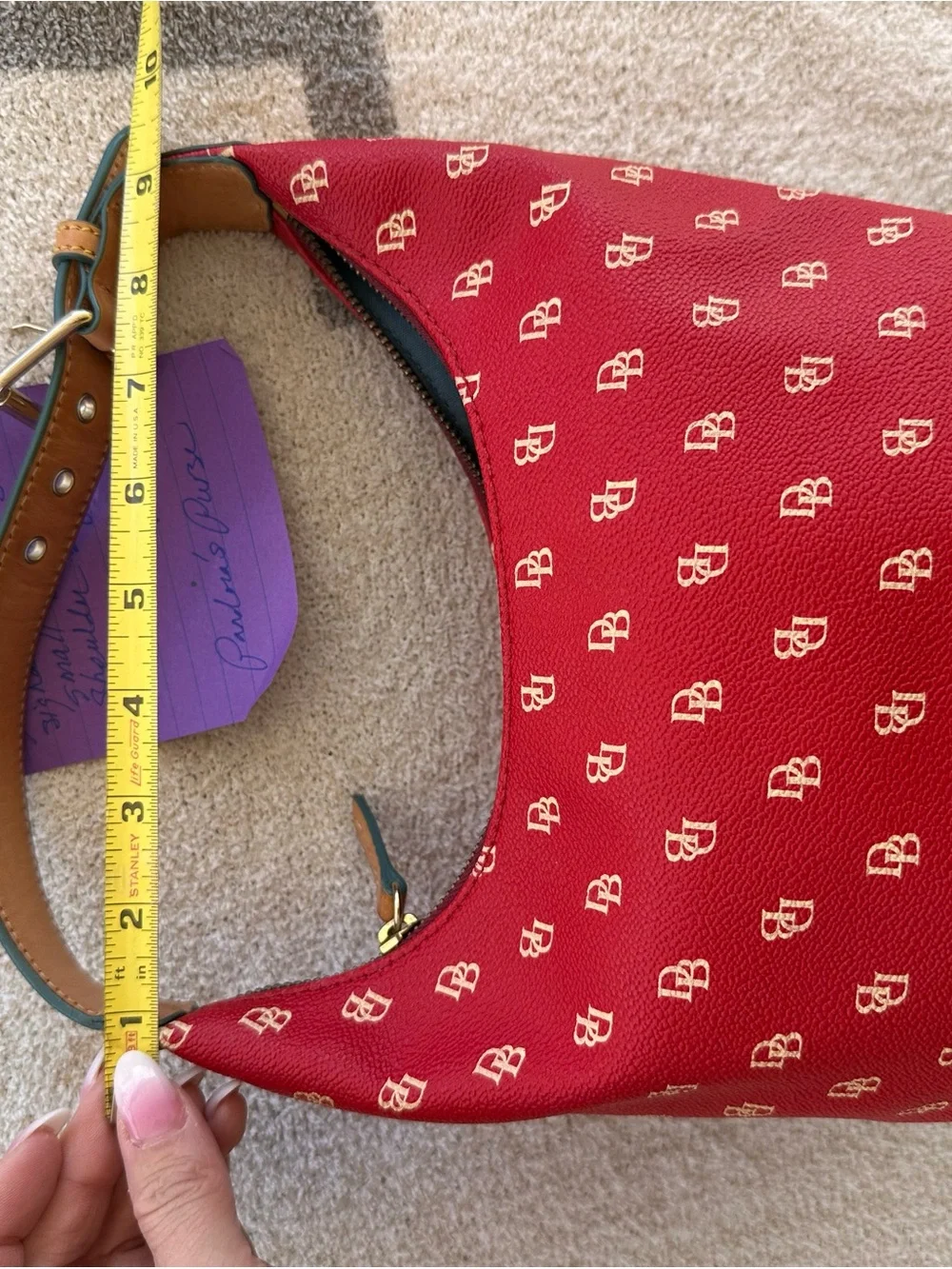 Dooney & Bourke Red Monogram Hobo Shoulder Bag